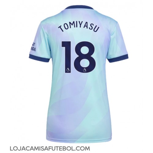 Camisa de Futebol Arsenal Takehiro Tomiyasu #18 Equipamento Alternativo Mulheres 2024-25 Manga Curta